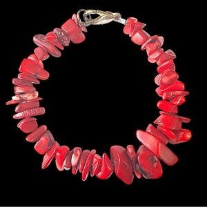 Vintage Natural Shape Red Coral Bracelet